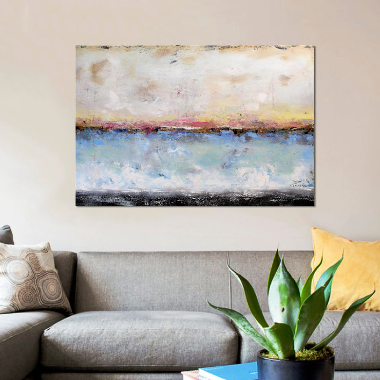 «Abstract Seascape VII», reproduction sur toile, H 8 po x l 12 po x P 0,75 po, Pas de tapis, Toile tendue