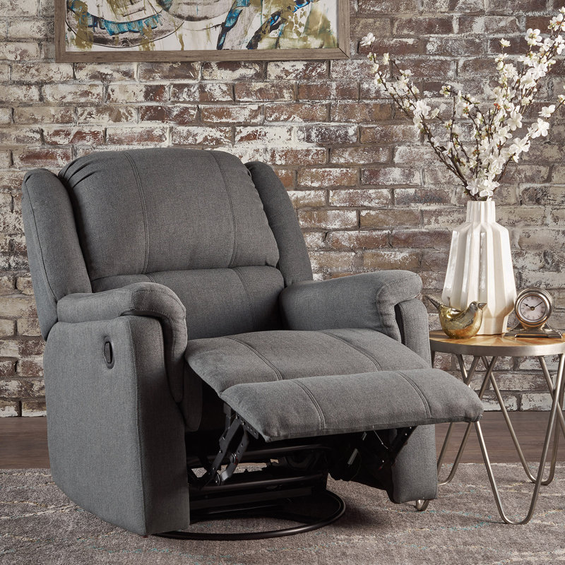 Fauteuil inclinable oscillant en tissu gris anthracite avec fauteuil inclinable manuel, Gris anthracite