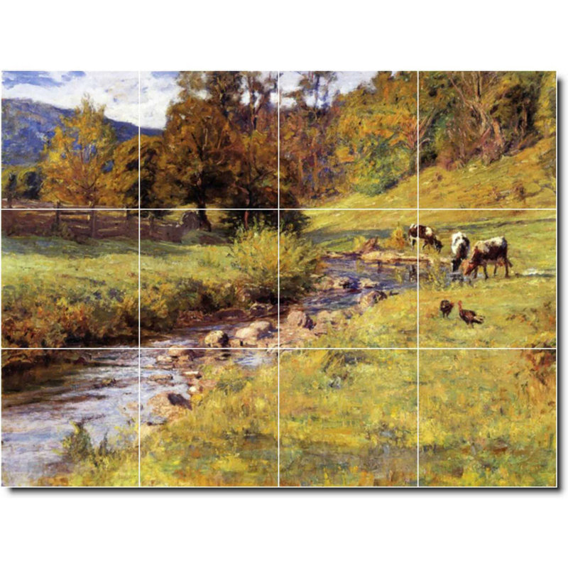 48" x 36" Ceramic Painting Decorative Mural Tile 12" x 12", Theodore Steele Country Painting W08405