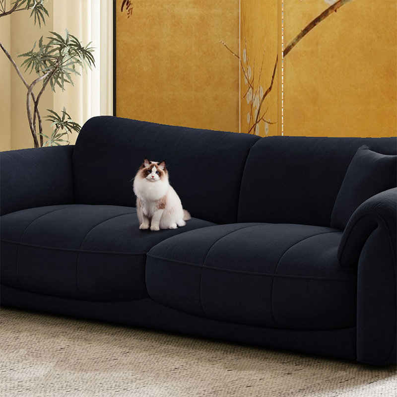 Canapé de salon 110,24 po en microsuède bleu marine foncé, 110.24"W*44.09"D*33.86"H