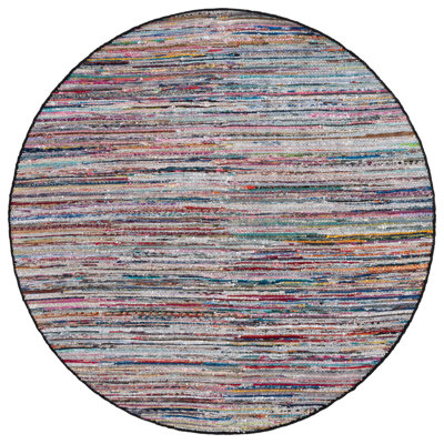 Karlhans Hand Woven Denim/Cotton Rug in Black/Pink