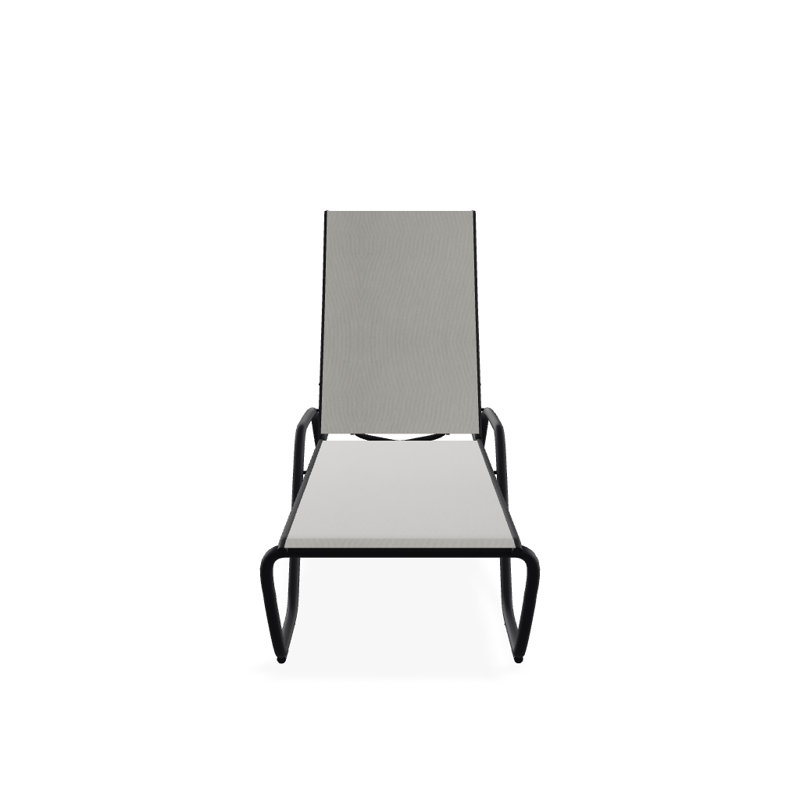 Outdoor Rust-Resistant Metal Chaise Lounge, Textured Black, Augustine Oyster
