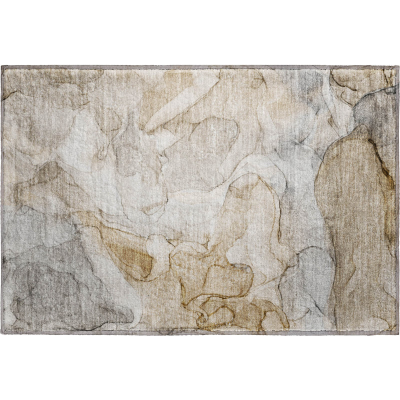 Premium Machine Washable Cerrito AMF512 Beige Rug, Rectangle 1'8" x 2'6"