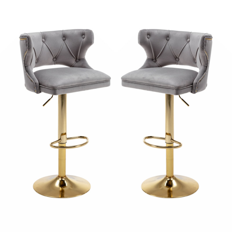Tabouret pivotant à hauteur réglable Lounell, Gris