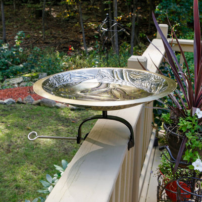 Three Hares Birdbath With Over Rail Bracket