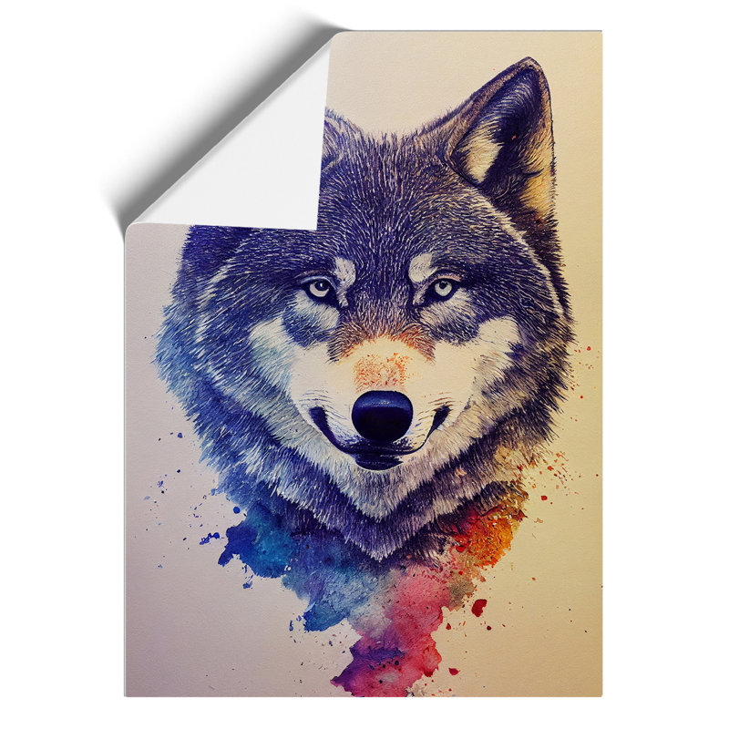 Painted Wolf No.6 - Wall Art, 29.7cm H x 21cm W, Paper, No Matte
