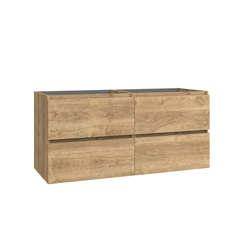 Flora 46.4" Wall Mounted Double Bathroom Vanity Base Only, Natural Oak