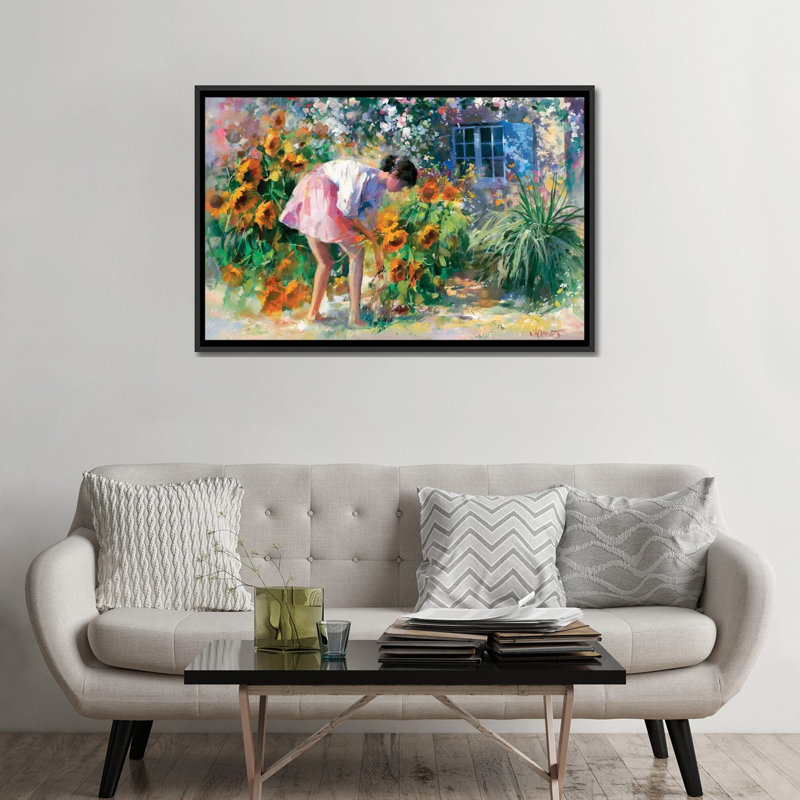 « romantiqueo uno », impression sur toile, H 18 po x l 26 po x P 1,5 po, Toile avec cadre noir, Pas de tapis