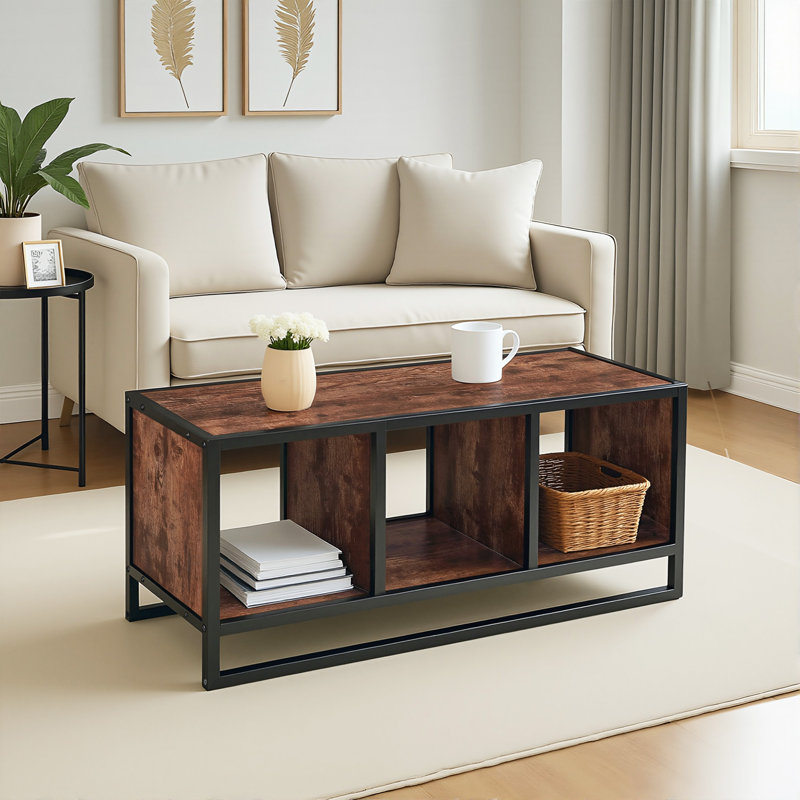 Table basse avec tablette de rangement ouverte Anhat