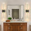 Black With Gold Crystal Wallchiere Led Warm Light Wall Sconces (Set Of 2)