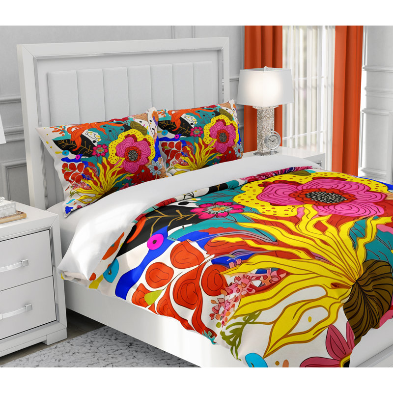 Floral Duvet Cover, King Duvet Cover + 2 King Shams