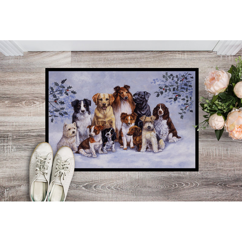 Tapis de porte antidérapant Winter Dogs, Rectangle 2 pi x 3 pi