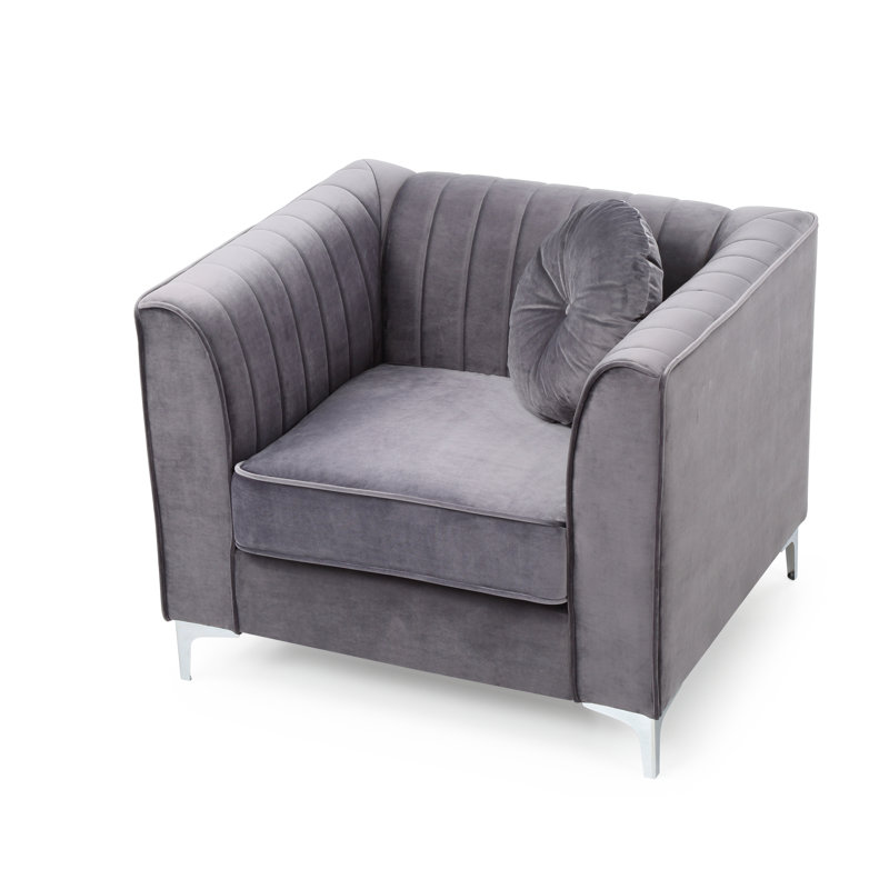 Ballentine Delray Velvet Chair, Gray