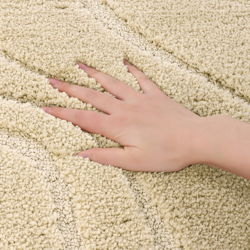 5 Piece Soft Absorbent Microfiber Bath Rug Set with Non-Slip Backing, Beige