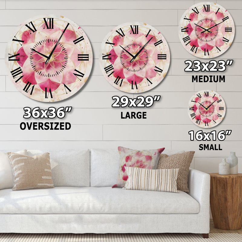 Horloge murale bohémienne rose, Petit