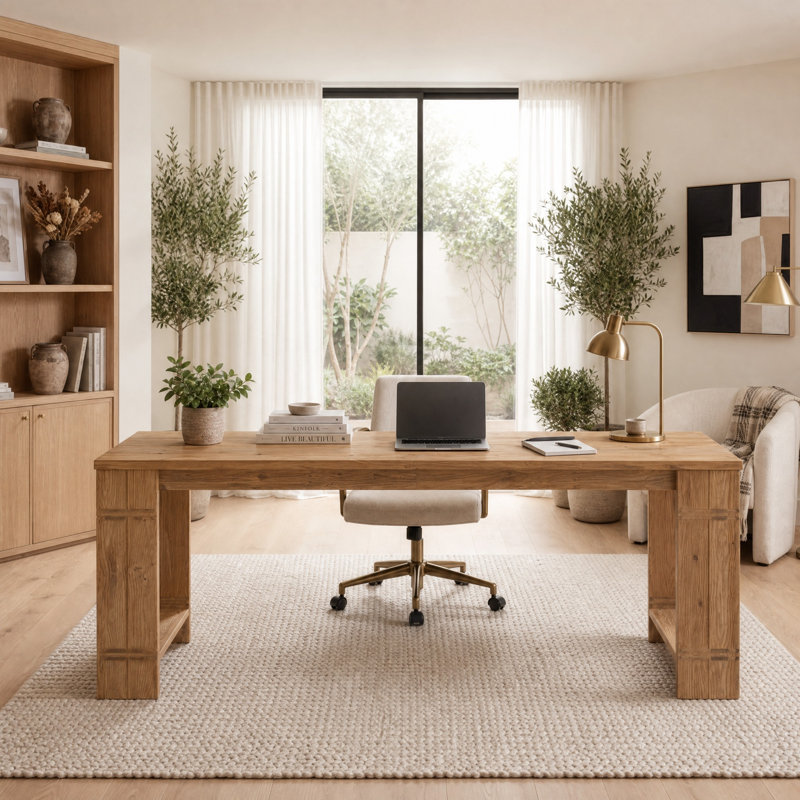 Bureau de direction extra long en bois massif de 78,7 pouces, bureau double pour ordinateur