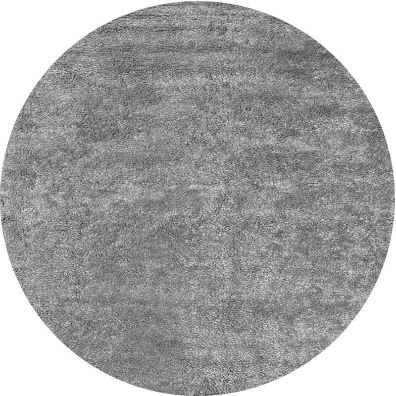 Tapis contemporain gris, Rond 7 pi