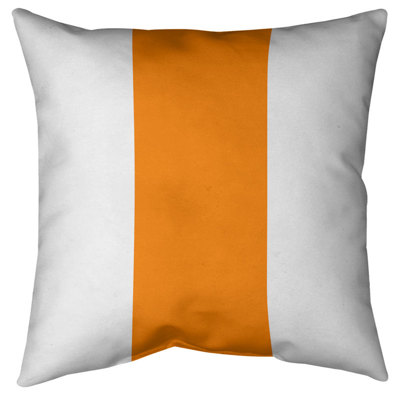 Housse de coussin, Blanc / orange, 20 po x 20 po, Faux lin