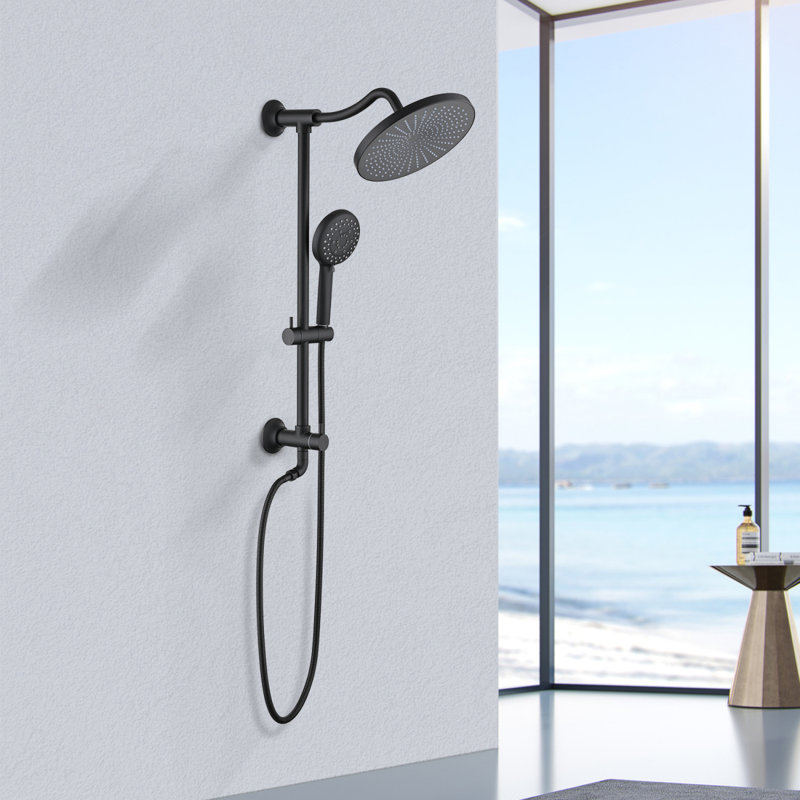 Pomme de douche combinée à 5 réglages avec système de douche à main et barre de douche