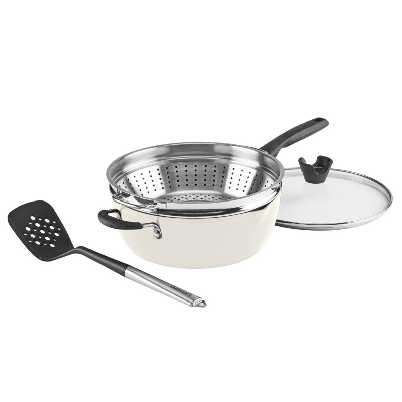 Ensemble 4 pièces de casseroles préférées Cuisinart (poêle multi-usages de 4,5 pte avec couvercle, cuiseur à vapeur, tourneur à fentes)