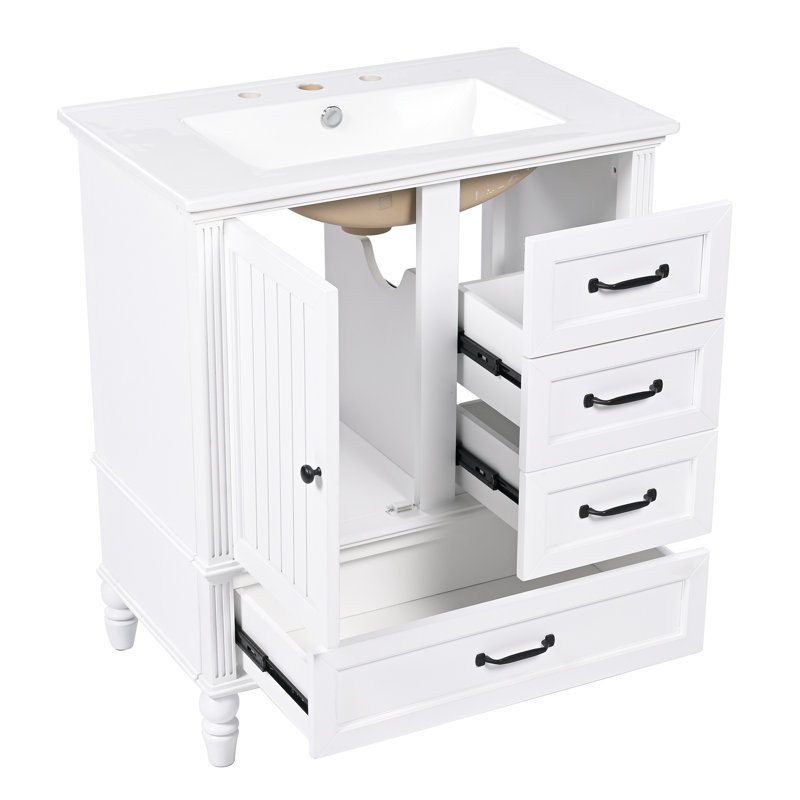 Meuble-lavabo de salle de bain avec lavabo, Blanc