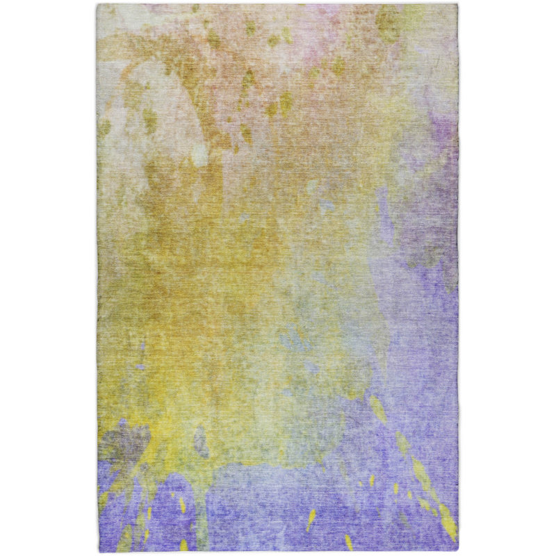 Premium Machine Washable Dream Shag ADS562 Abstract Rug, Wheat, 9' x 12'