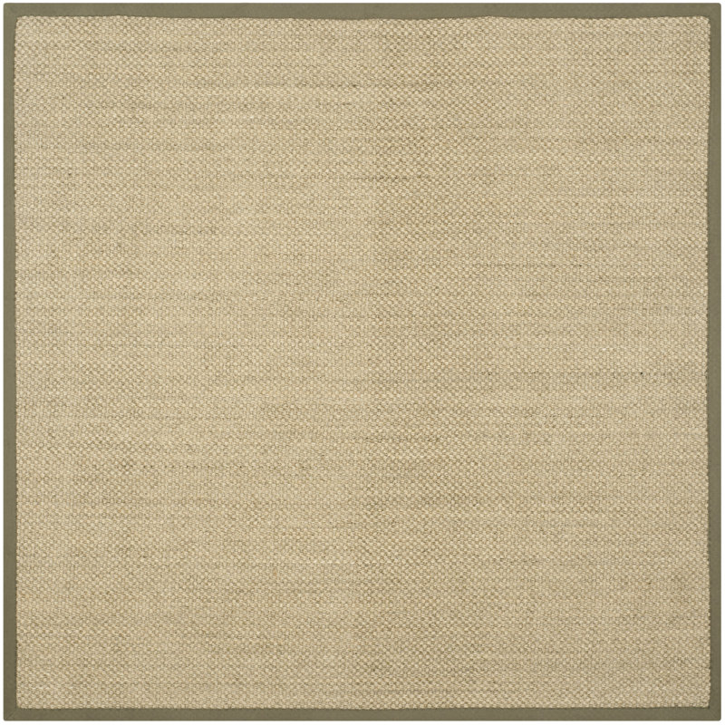 Auckland Jute/Sisal Beige/Green Area Rug, Square 6'