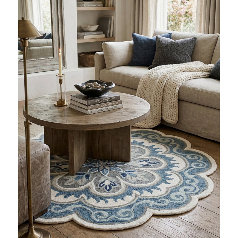 Aisosa Hand Tufted Wool Indoor Rug, Round 6'