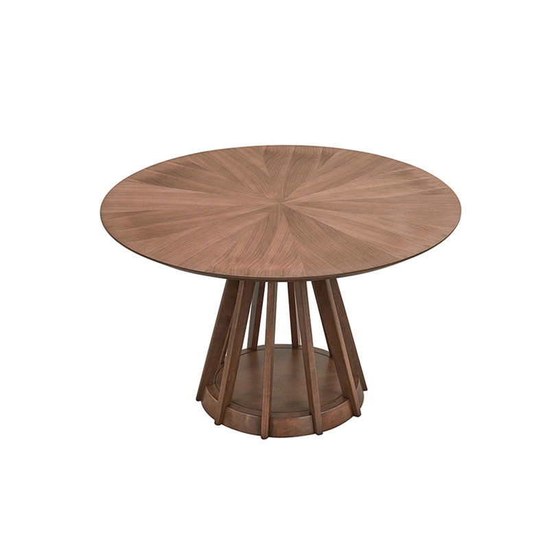 Table de salle à manger Saving Place, table de salle à manger en bois pour 4 personnes, table de cuisine ronde de conception moderne avec piédestal robuste pour salon, appartement, restaurant