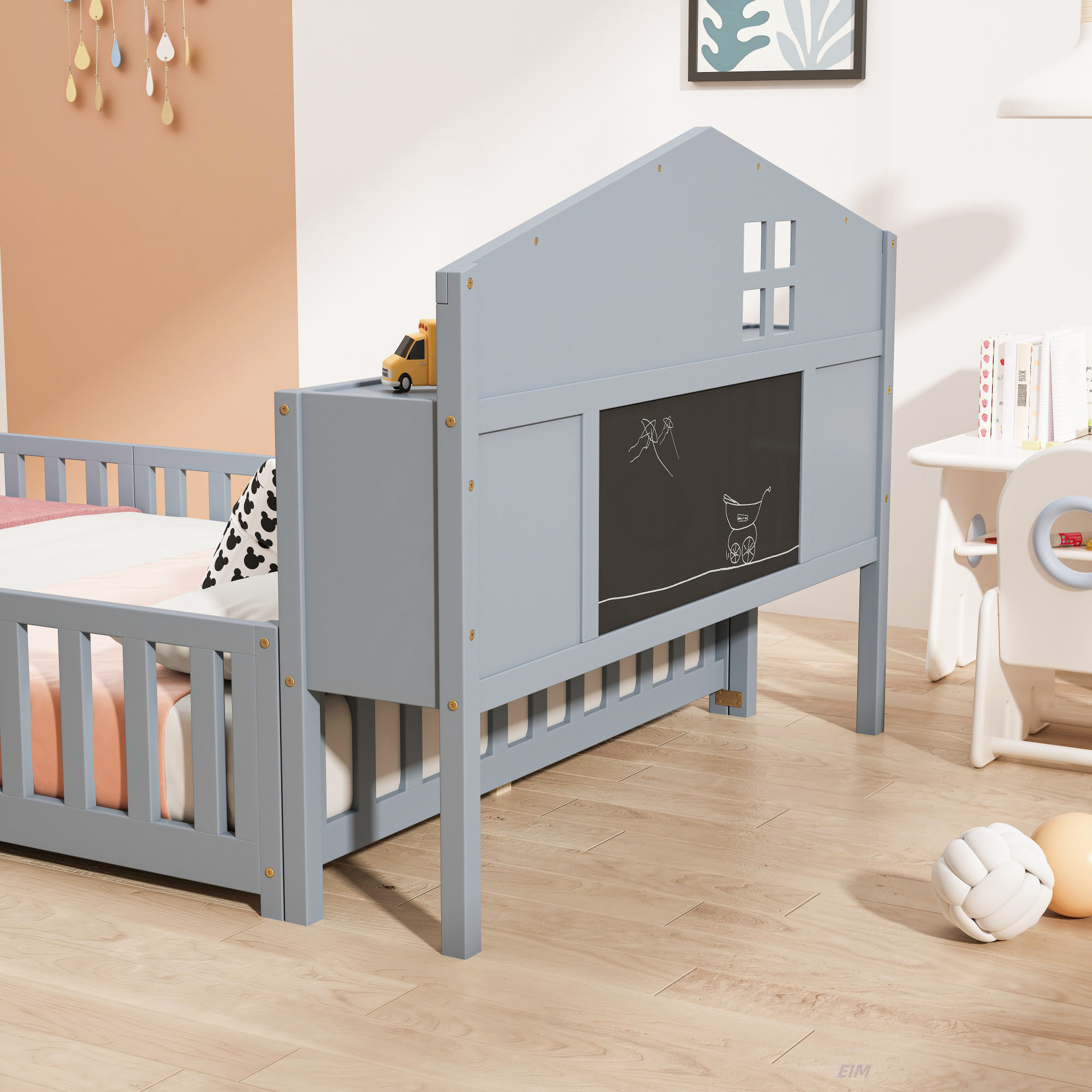 Harriet Bee Full-Size Montessori Floor Bed With Bookcases And ...