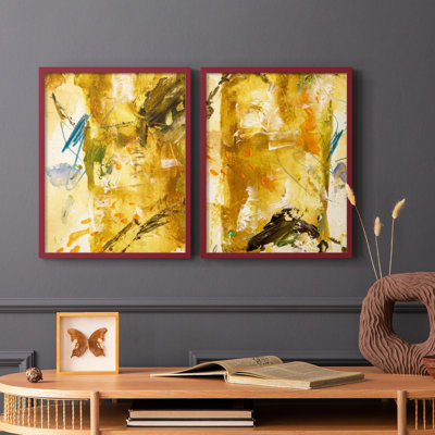 «Blazing Rays I», reproduction encadrée de qualité supérieure - prête à être accrochée - aucun clou requis - aucun clou requis