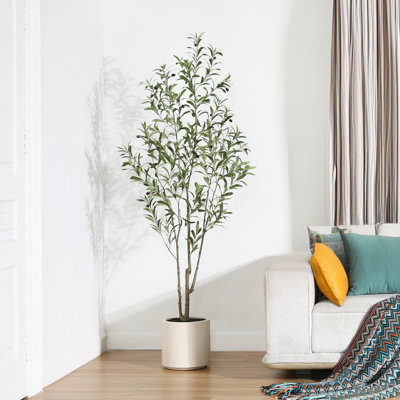 Altman Faux Olive Tree with White Planter