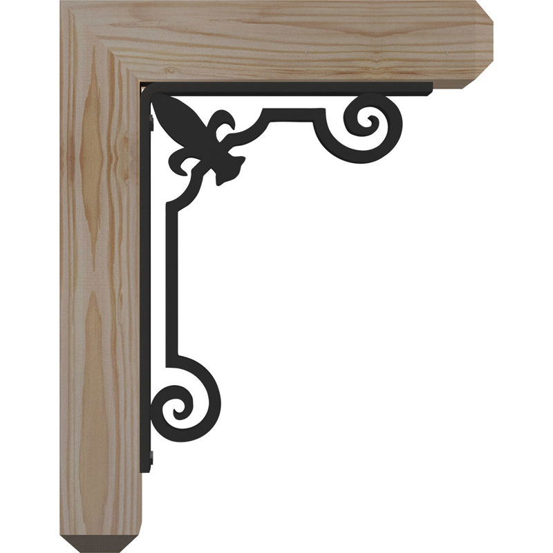 Fleur de lys triple support artisanal Ironcrest, H 14 po x P 11 1/2 po, Sapin de Douglas de l 3 1/2 po x T 2 po (lisse)