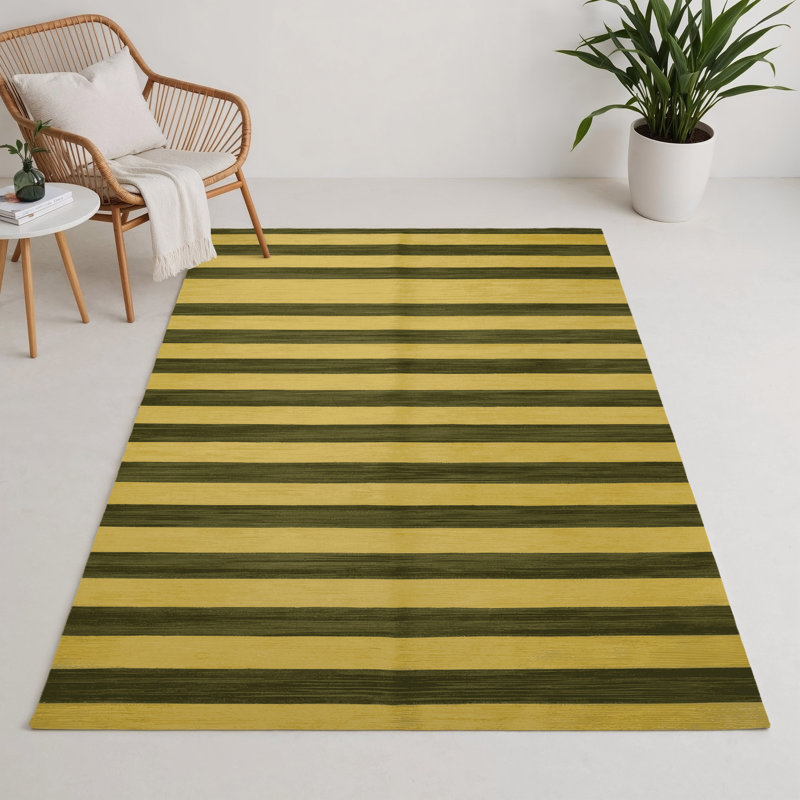 Tapis intérieur / extérieur brun HorizontalStripes, Rectangle 9 pi x 12 pi