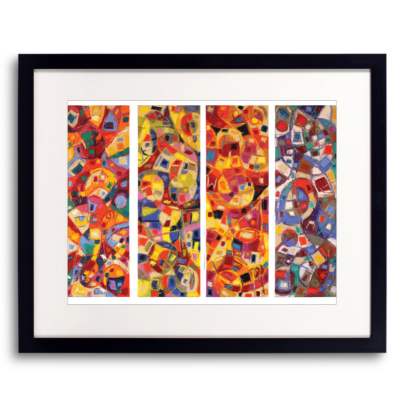 «Fantasia» par Jeff Ferst - Peinture, Papier avec cadre noir, H 31,25 po x l 25,25 po