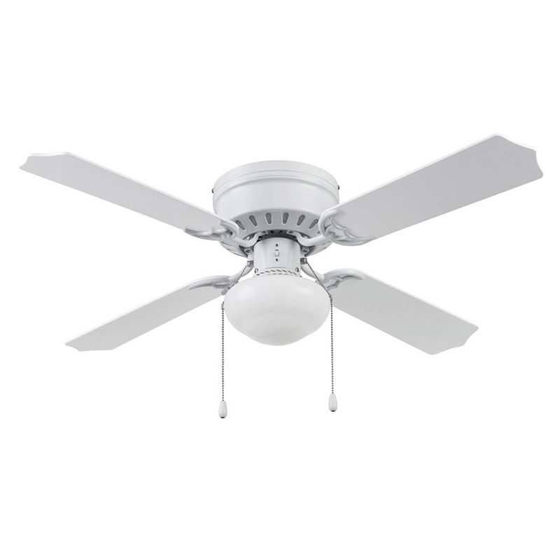 Cherry Hill 42'' Ceiling Fan with Light Kit, White with White/Gray Oak Blades