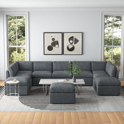 Arfsten Anagel 160'' Wide Symmetrical Modular Corner Sectional with Ottoman