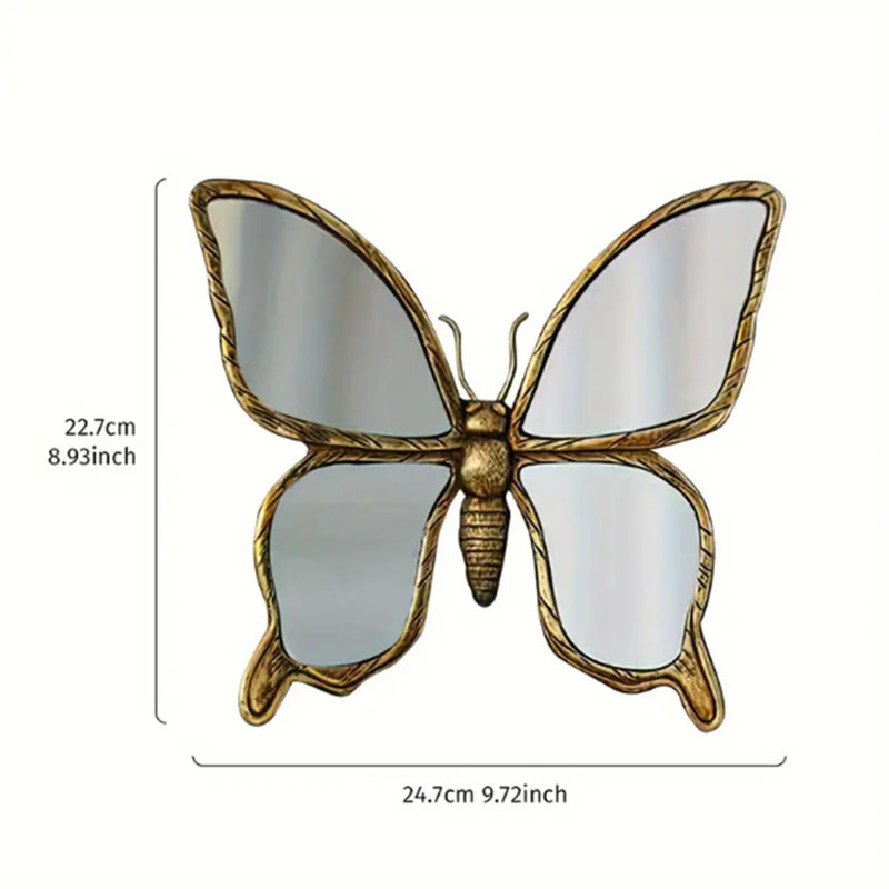 Miroir d'appoint en forme de papillon avec finition dorée
