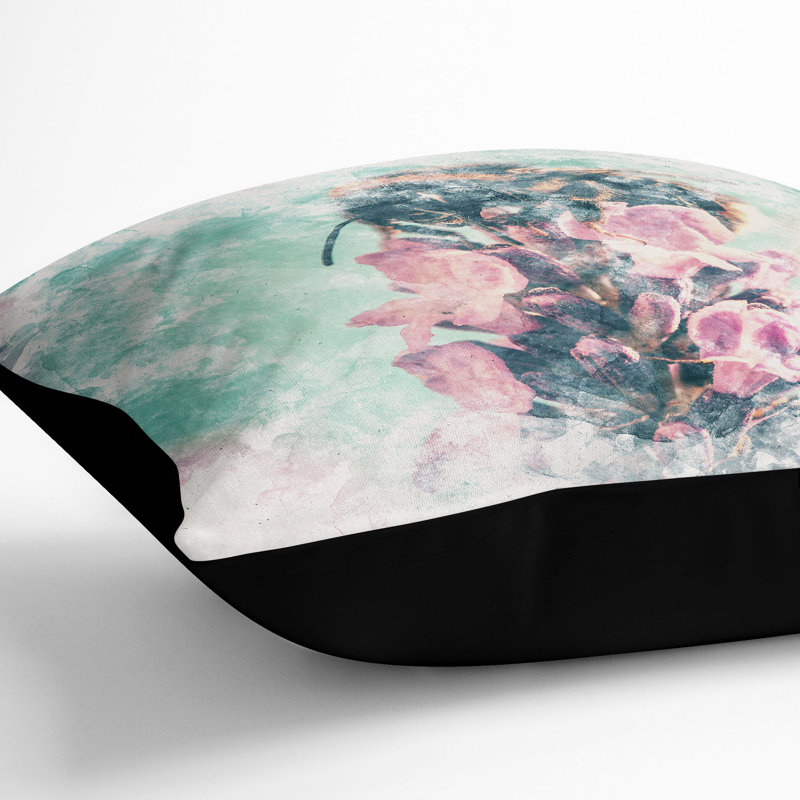 Floral Square Throw Cushion, 55cm H x 55cm W x 20cm D, Black