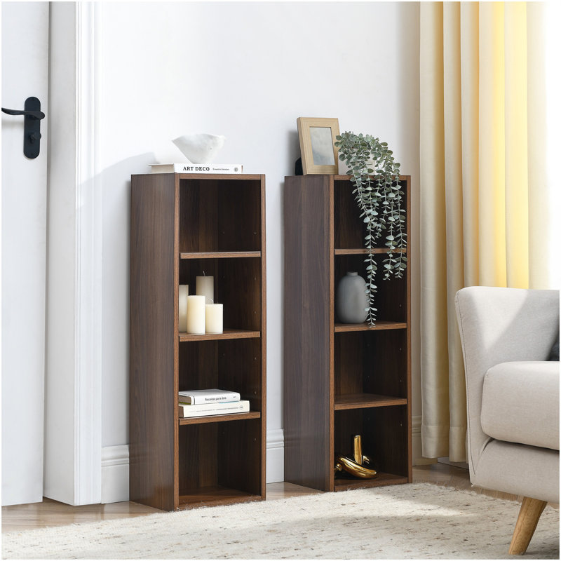 8-Tier Media Tower Rack, CD DVD Slim Storage Cabinet with Adjustable Shelves, Tall Narrow Bookcase Display Bookshelf for Home Office,Multi-functional double-decker bookcase