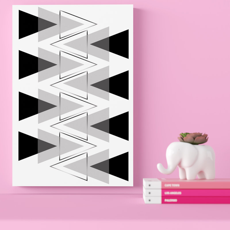 «Modern Modern Black and White Triangles», impression sur toile tendue