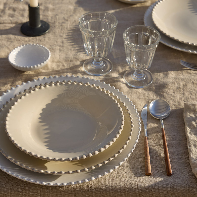 Pearl Handmade Stoneware Pasta Plate, Cream