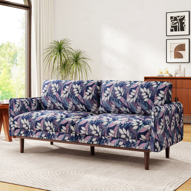 Causeuse moderne à 2 places pour le salon, Polyester floral bleu