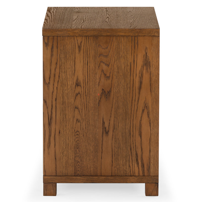Tobiette 2 Drawer Wood Nightstand, Medium Oak