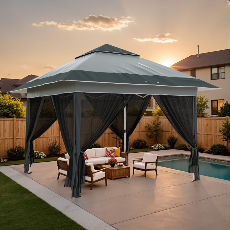 Abri pour abri de jardin Pop Up, 12 pi x 12 pi, Gris foncé