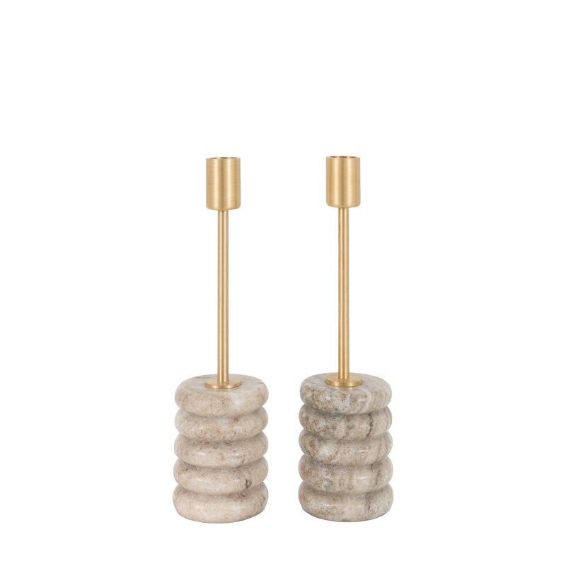2 Piece Marble Tabletop Candlestick Set