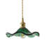 Luminaire suspendu fleur en verre vert moderne 1 lumière avec finition laiton poli