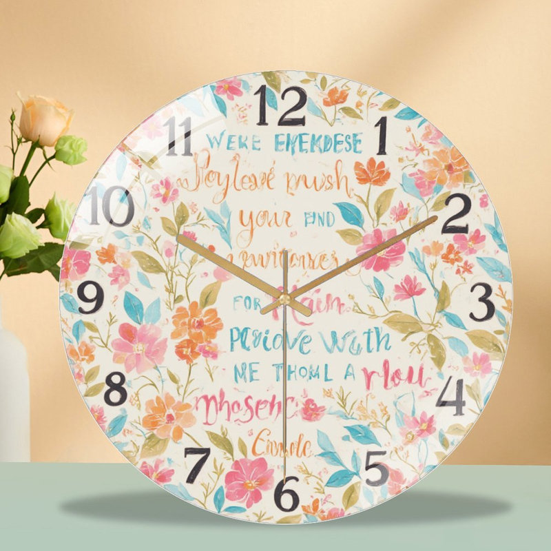Horloge murale à motif floral 12 po
