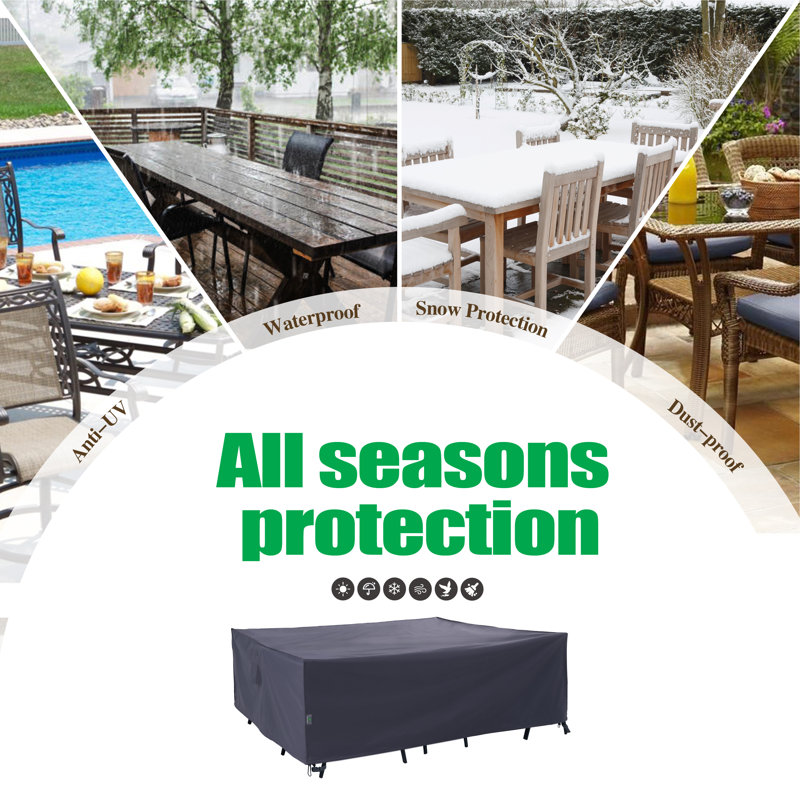 Premium Waterproof Outdoor Patio Rectangular Table Cover: Latest Rip-Stop Fabric, 3-Year Warranty, 27.5" H x 90" W x 60" D
