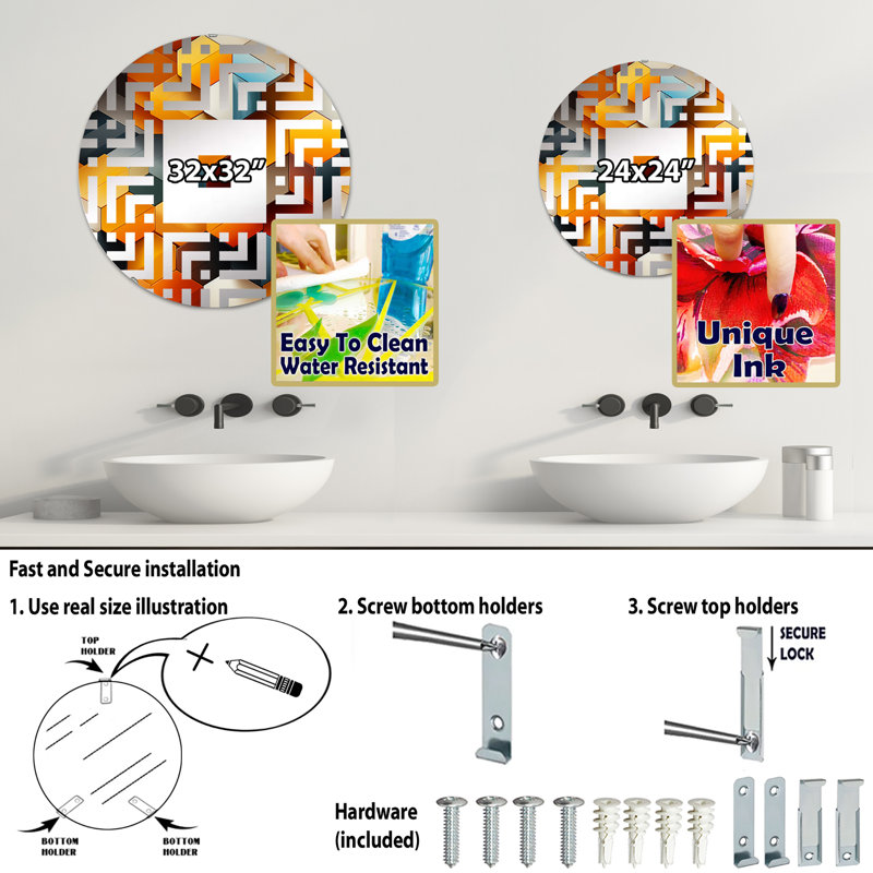 Carrelage chromatique - Miroir mural carré, 23,6 po x 23,6 po